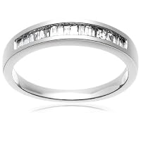 10k Yellow Gold Baguette Channel Set Diamond Band (1/5 cttw, J-K Color, I2-I3 Clarity), Size 7