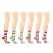 Ladies Cotton 6 Pairs Colorful Striped Crew Ladies Mid Calf Socks Cotton Set