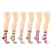 Ladies Cotton 6 Pairs Colorful Striped Crew Ladies Mid Calf Socks Cotton Set