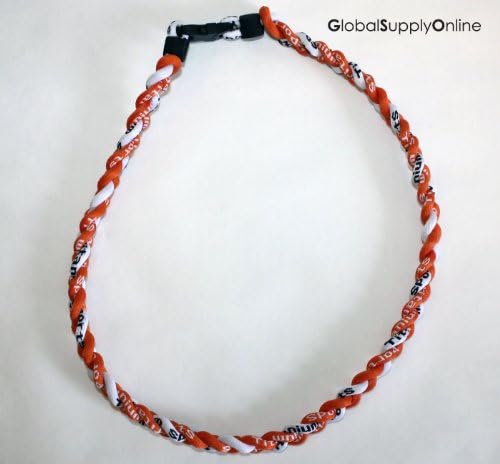 16"-18" Ashley Ionic Titanium Geranium Sports Necklace Orange/Orange/White exclusively by Address America