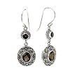 925 Silver & Smoky Quartz Oval Scroll Earrings with 18k Gold Accents