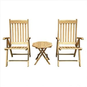 3 pcs Outdoor Patio End Table and 2 Chairs Set by 