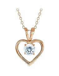 0.75 Ct Round Sky Blue Aquamarine Gold Plated Sterling Silver Pendant
