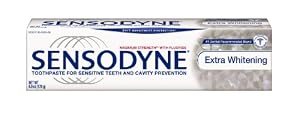 Sensodyne Toothpaste for Sensitive Teeth and Cavity Prevention, Maximum Strength, Extra Whitening, 6-Ounce Tubes (Pack of 3)