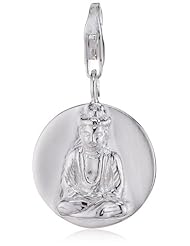 VINANI brand Germany 925 Sterling Silver Charm Pendant sitting Buddha on Plate shiny HBRP