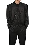 New Men's 3 Piece Black Gangster Pinstripe Dress Suit with Matching Vest