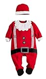 C-Princessベビー服 サンタ ロンパース カバーオール 帽子付き 長袖 男女 クリスマス 子供 赤ちゃん 幼児 コスチューム 聖夜に (70, Bレッド)