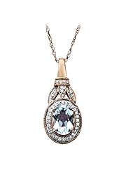 1/8 ct. tw. Diamond and Aquamarine Pendant in 10K Rose Gold
