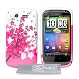 Yousave Accessories Silikon Schutz H�lle F�r HTC Desire S G12 Wei� Und Rosa Schmetterling/ Bienen Blumen Muster Hybride Silicon Schale Cover Mit Display Schutzfolievon "Yousave Accessories"