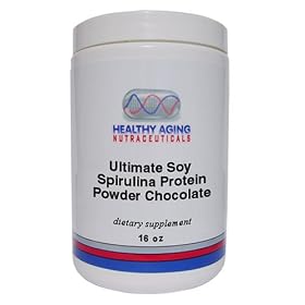 Healthy Aging Nutraceuticals Ultimate Soy- Spirulina Protein Powder Chocolate 16 Ounces.