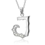 Men's Sterling Silver Alphabet Initial Letter J Diamond Pendant Necklace (HI, I, 0.07 carat)