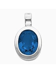 14K White Gold Oval Cut Chatham Created Sapphire Pendant -- LIFETIME WARRANTY