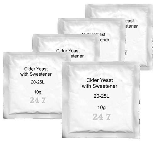 5x Cider Yeast with sweetener 8g 20-25L for Homebrew Cider making Perry Scrumpy
