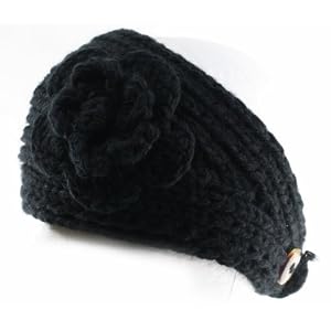 Buy 100% Handmade Knit Flower Headband best for Ponytail Styling, Black by NYGIftStop Headband