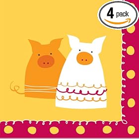 Design Design Barnyard Oink Lunch Napkin, 20-Count Packages (Pack of 4)