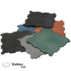 Gym Flooring 3/8 inch Puzzle-Lock Interlocking Rubber Mats - 6 tiles per box - 16.6 sq/ft coverage