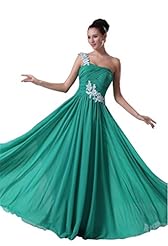  Floor Length 2015 One Shoulder Chiffon  Ball Gown Prom Dress/Wedding Dress 