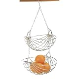 RSVP Chrome 2 Tier Hanging Wire Fruit Basket NEW