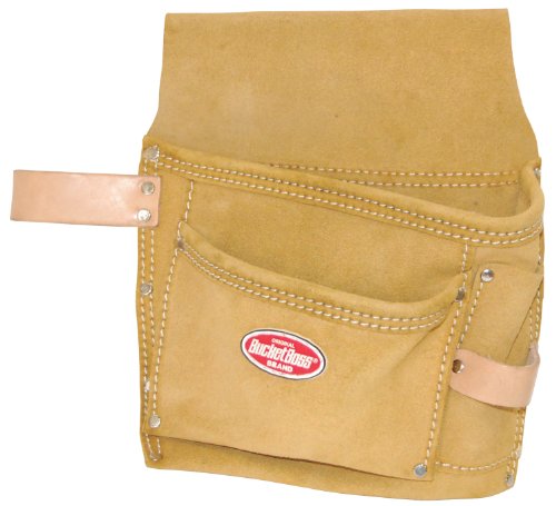 Bucket Boss 54489SP Suede Leather 3-Pocket Nail and Tool Bag with Belt