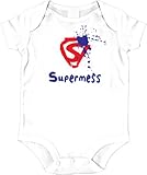 Superman Supermess White Baby Infant Romper Onesie