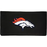 Denver Broncos Black Leather Checkbook Cover with Embroidered Team Logo
