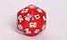 Koplow Opaque d30 Dice, Red with White numbers