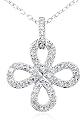 Platinum  Sterling Silver Cubic Zirconia Cross Pendant