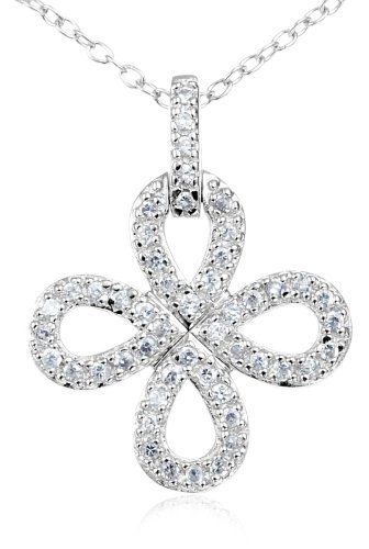 Platinum Plated Sterling Silver Cubic Zirconia Cross Pendant