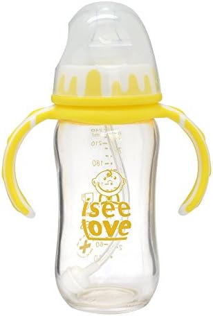 I See Love Anti-broken BPA-free Premium Glass Feeding Baby Bottle For Milk Food, Yellow,8 Ounces