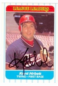 Kent Hrbek Autographed/Hand Signed baseball card (Minnesota Twins) 1986 Fleer League Leaders #20