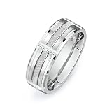 14k White Gold Custom Made 75 Mm Comfort Fit Flat Wedding Band W Brushed Satin Stripes Size Z2