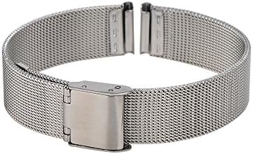 Xuexy 14mm Pebble Time Round Milanese Wire Mesh Stainless Steel Watch Band Strap Replacement Bracelet, Silver