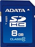 A-DATA 8 GB SDHC Class 10 Flash Memory Card 8GSDHC10 (Blue)