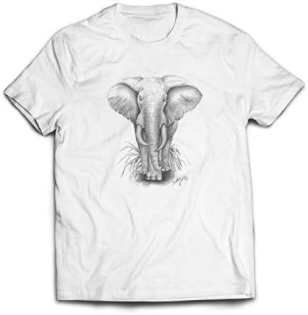 Phantasmic Arts Women's Elephant Abstract Premium Crew Neck Tee T-Shirt (XL, White)