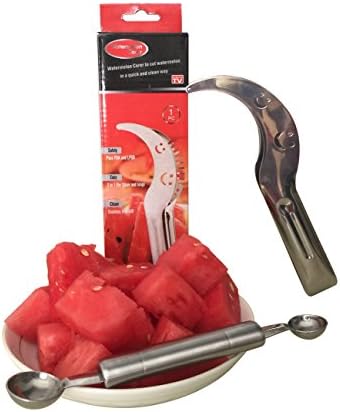 Premium Quality Stainless Steel Watermelon Slicer Cutter Corer Server, Melon Baller Scoop, Kitchen Fruit Knife Tools by Freetophome, As Seen on TV, Set of 2