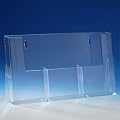 taymar� Tisch-Prospekthalter / Flyerst�nder mit 3 F�chern, F�lltiefe 32 mm, glasklar, 3�DIN lang, Transparent (3C110H)