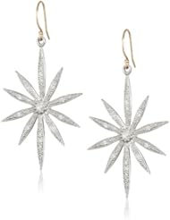 Mizuki 14Kt Wire Charm Light Silver Long Icicle Flower Diamond Earrings (.5Ct)