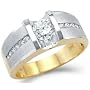 Solid 14k Yellow Two Tone Gold Mens Wedding CZ Cubic Zirconia Solitaire Ring 1.0 ct