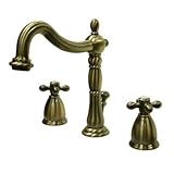 Elements of Design EB1973AX Heritage Wide Spread Lavatory Faucet, Metal Cross Handle, Vintage Brass