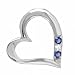 Platinum Plated Silver Tone 3 Stone White and Blue Sapphire CZ Cubic Zirconia Floating Heart Pendant 0.82 inches (0.25 CT)