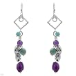Made in Italy Pleasant Earrings With 31.95ctw Amethysts, Chalcedonies and Cubic zirconia Made of 925 Sterling silver. Total item weight 22.3g Length 100mm