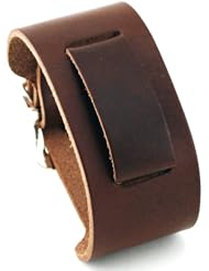 Nemesis #THL-B Wide Brown Leather Cuff Watch Band