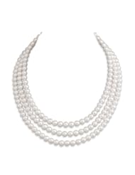 Genuine Elegante Necklace. 15"-17"Triple Strand Cultured Freshwater Pearl Necklace. 100% Satisfaction Guaranteed.