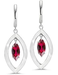 CleverEve Luxury Series Twin Marquise Pave Sterling Silver Earrings w/ Genuine Natural Garnet 1.73 ct. tw. Center Stones