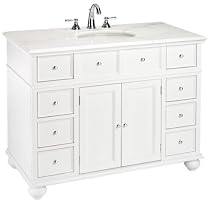 Hot Sale Hampton Bay Single Sink Cabinet Vanity with White Granite Top 35"H x 44"W x 22"D, WHITE GRANITE, WHITE
