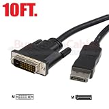 BuyCheapCables 10 Feet Premium DisplayPort (20 pin Male) to DVI (24 pin Male) Video Adapter Cable 10'