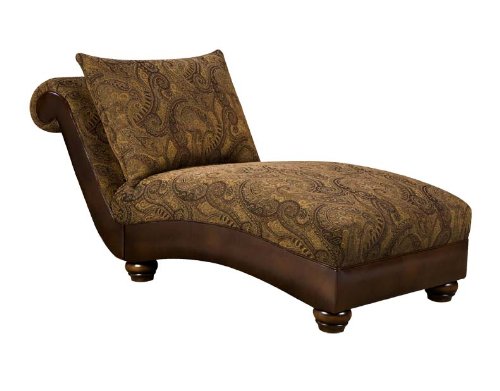 Simmons Upholstery Vintage Leather / Tobbaco Fabric Chaise On Sale