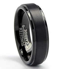 6MM Black High Polish / Matte Finish Men's Tungsten Ring Wedding Band Size 5: Jewelry