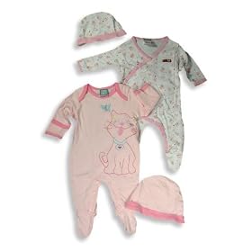 Beyond Basics Kids - Newborn Baby Girls Long Sleeved Coverall 2 Pack with Matching Cap, Pink, White