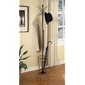 Brown Metal Coat Rack Hat Stand with Umbrella Holder